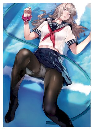 yande.re 980807 bra digital_version pantsu see_through seifuku skirt_lift thighhighs wet wet_clothes yoshio.jpg