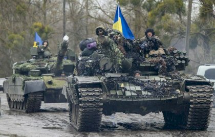 Captured Russian hardware is being deployed by the Ukrainian forces in bigger and bigger volumes - here we see a T-72AV and a very modern T-80BVM tanks, both previously captured from the Russian army..jpg
