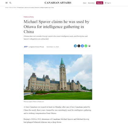 Screenshot 2023-11-23 at 22-11-53 Michael Spavor claims he was used by Ottawa for intelligence gathering in China.png