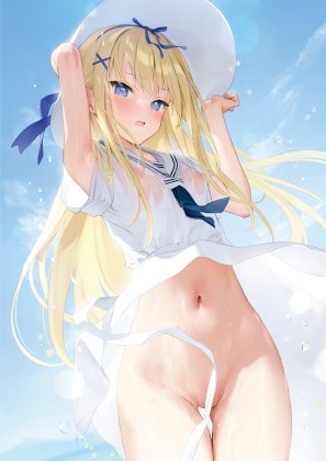 yande.re 962515 dress mignon nipples no_bra nopan see_through skirt_lift summer_dress wet wet_clothes.jpg