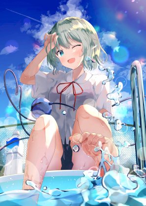 yande.re 985565 feet kirikaze_ren komeiji_koishi school_swimsuit see_through seifuku swimsuits touhou wet wet_clothes.jpg