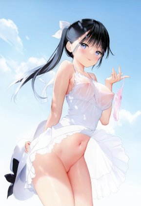 yande.re 938091 dress mignon nipples no_bra nopan see_through skirt_lift summer_dress undressing wet_clothes.jpg