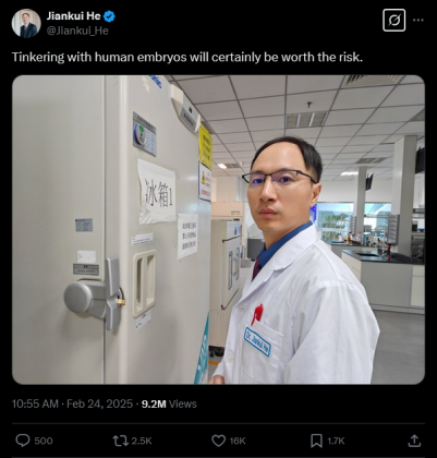 Screenshot 2025-03-07 at 01-22-23 Jiankui He on X Tinkering with human embryos will certainly be worth the risk. https __t.co_ecsKZDnTFN _ X.png
