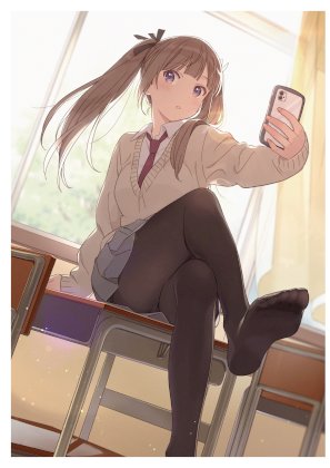yande.re 980809 digital_version feet hechima_(issindotai) pantyhose seifuku selfie skirt_lift sweater.jpg