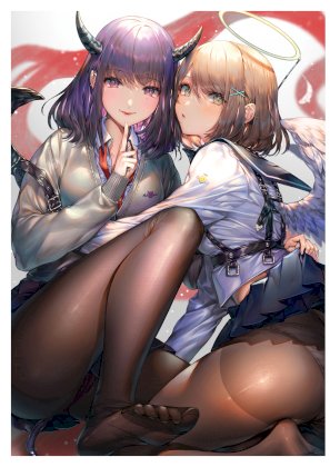 yande.re 980744 angel ass devil digital_version feet horns pantsu pantyhose senchat skirt_lift wings.jpg